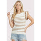 Outerwear Women’s STRIPED RUFFLE SLEEVE SWEATER 55961