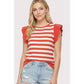 Outerwear Women’s STRIPED RUFFLE SLEEVE SWEATER 55950