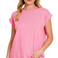 3381 Round Neck Folded Short Sleeve T-shirt CT3381Y