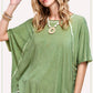 HBT7653 Dyed Fabric Round Neck Batwing Short Sleeve Women’s Shirts