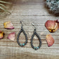 Smaller Sterling SAUCER Silver Pearls earrings teardrop and green turquoise