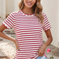 Shirts Women’s LDC Spring Scalloped Trim Round Neck Stripe T Shirt P219 P319