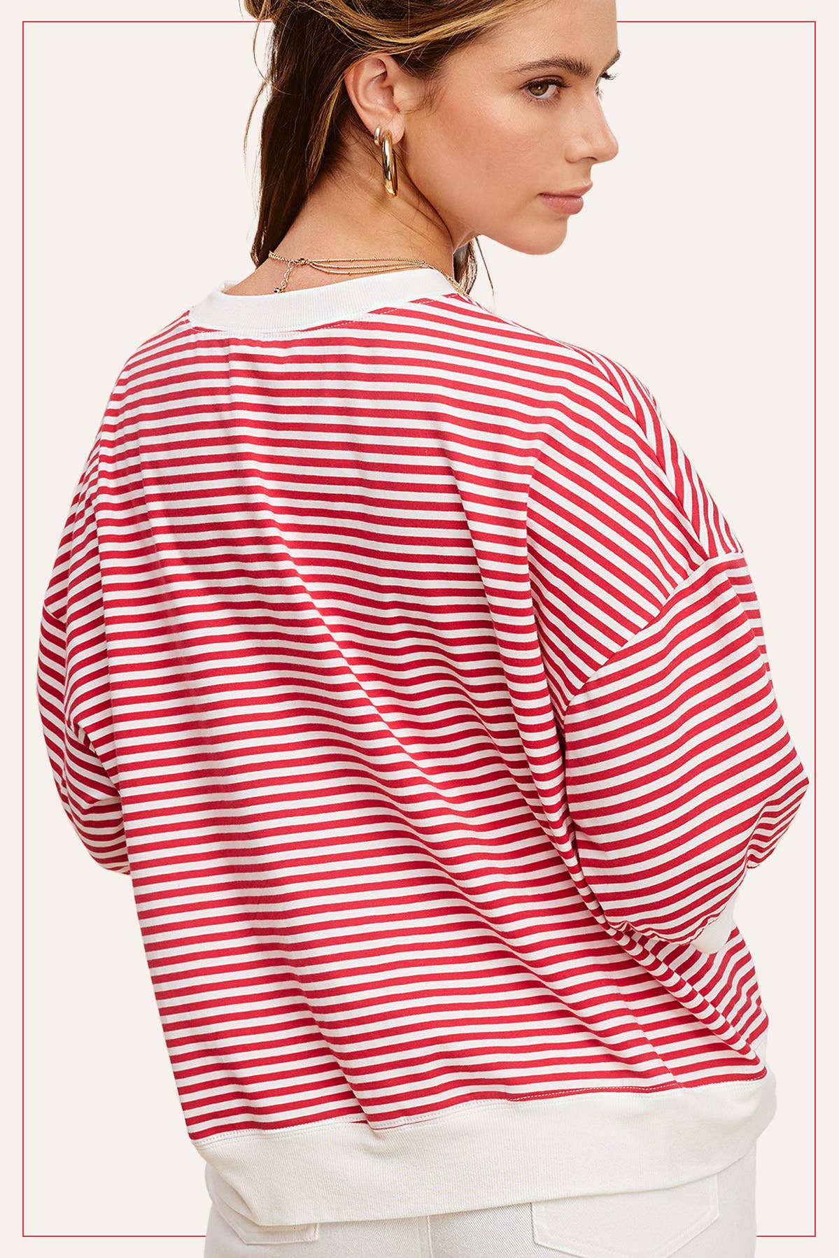 Shits Women’s Loose Fit Striped Short Sleeve Crew Neckline Top MCT7688