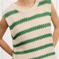 MCS3584-Classic Chunky Striped Sleeveless Sweater Top