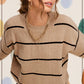 Outerwear Loose Fit Stripe Long Sleeve Crewneck Sweater HCS3553