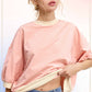 Shits Women’s Loose Fit Striped Short Sleeve Crew Neckline Top MCT7688