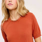 Soft Short Puffy Sleeve Basic Stretchy Knit Top MCS3600