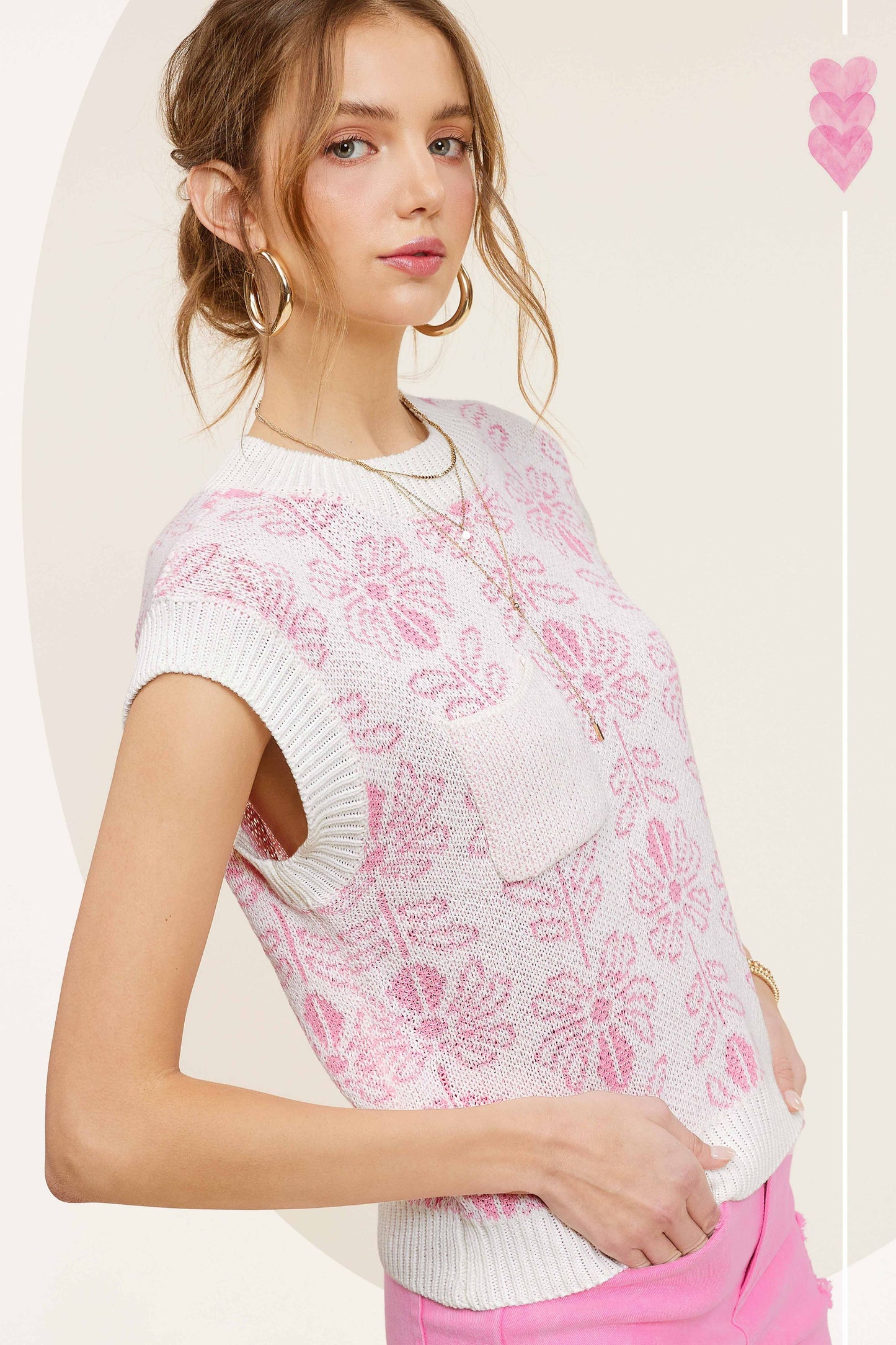 Outerwear Women’s Floral Sweater Vest MCS3587