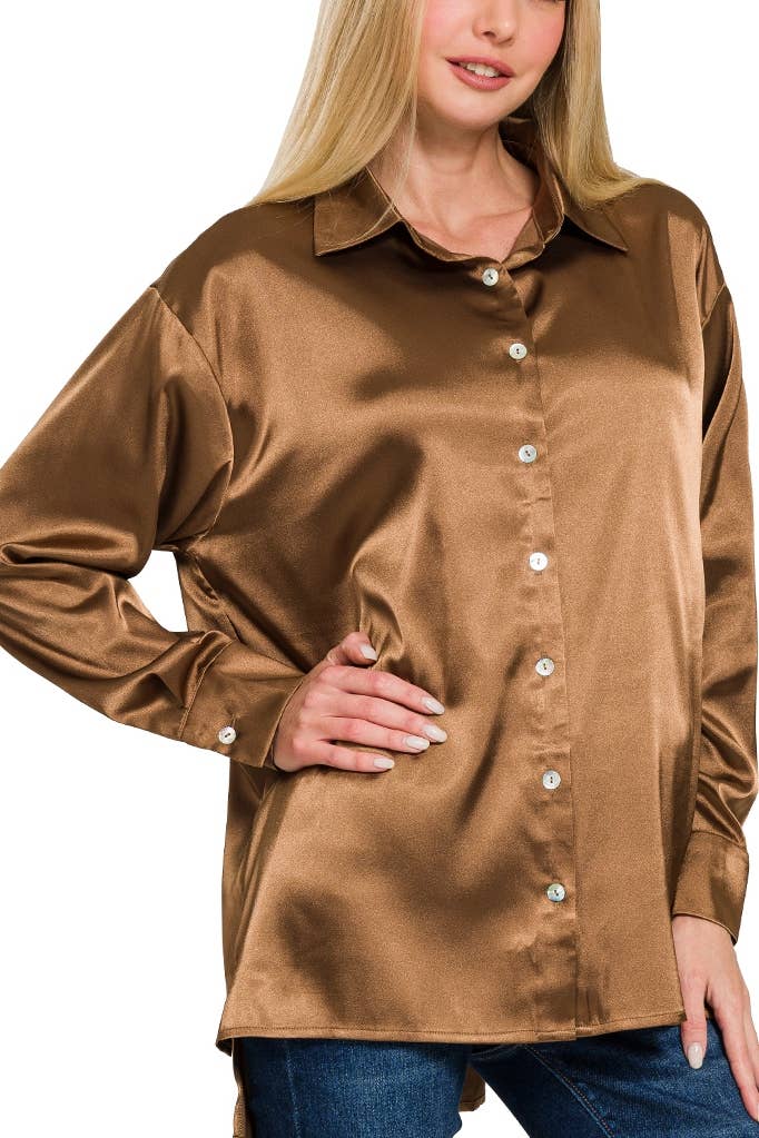 Satin Button Down Shirts 7271D4