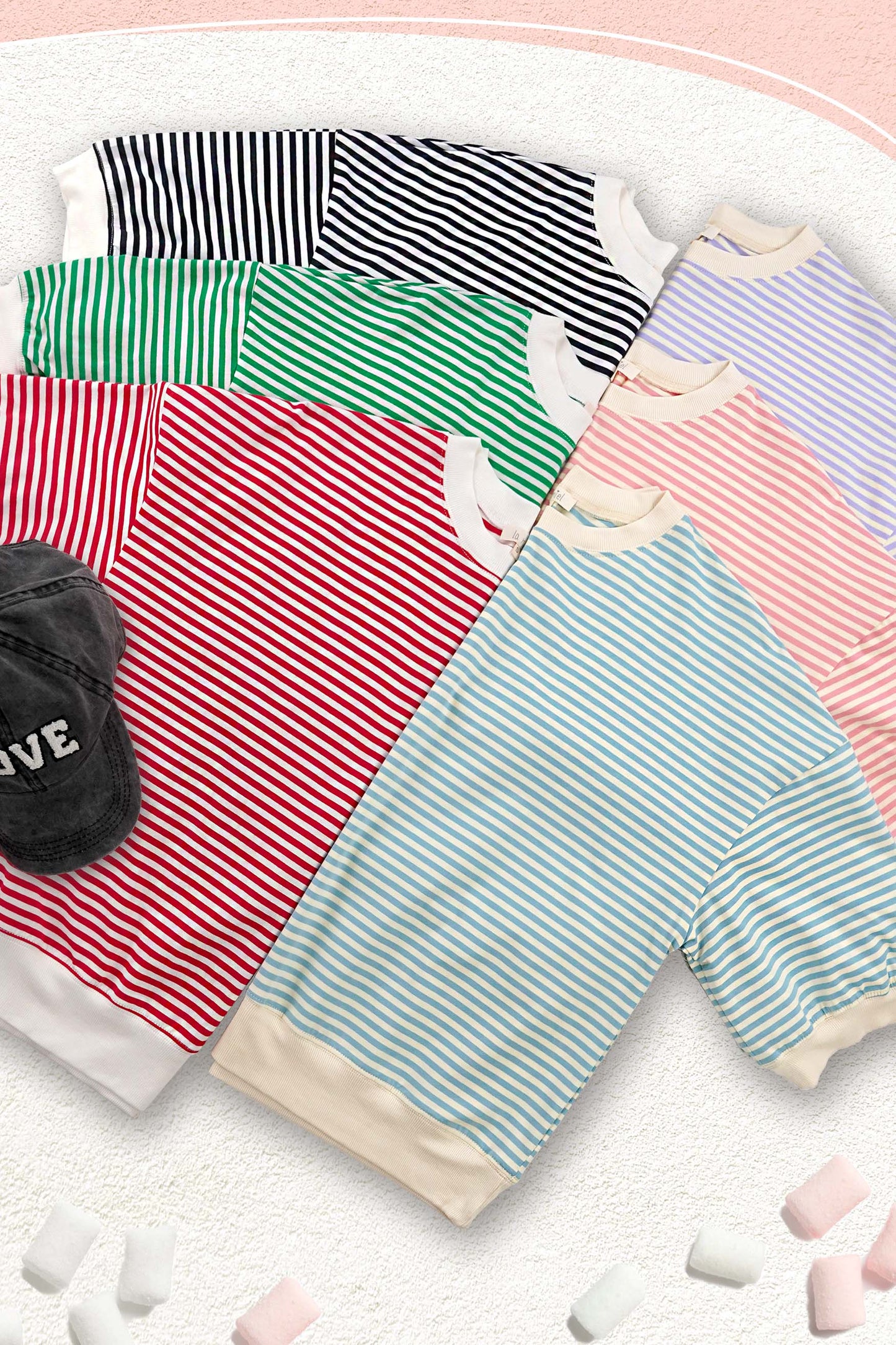Shits Women’s Loose Fit Striped Short Sleeve Crew Neckline Top MCT7688