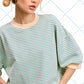 Shits Women’s Loose Fit Striped Short Sleeve Crew Neckline Top MCT7688