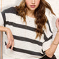 MCS3579-Boxy Silhouette Stripe Lightweight Sweater Top Outerwear Women’s