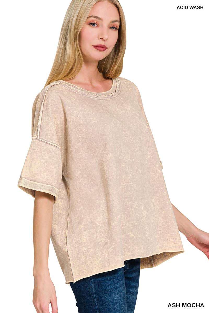 French Terry Acid Washed Tee Shirts 5314A