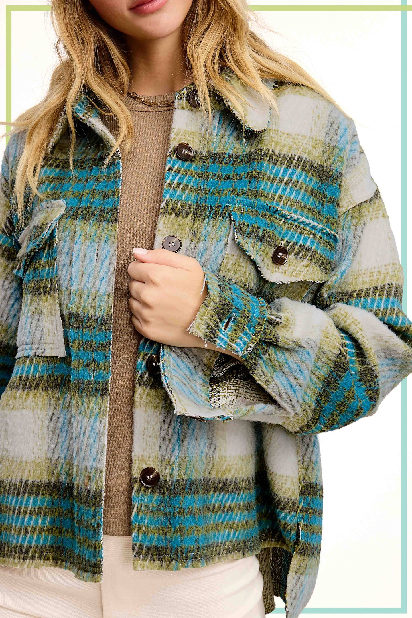Outerwear Plaid Soft Brushed Button Down Jacket JKT1791