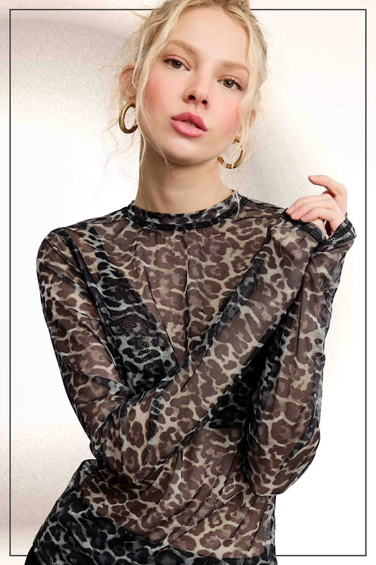 Shirts Women’s Leopard Mesh JDT7709