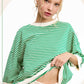 Shits Women’s Loose Fit Striped Short Sleeve Crew Neckline Top MCT7688