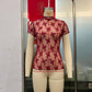 TO1401 Sheer Mesh Lace Short Sleeve Top