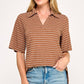 T4019 Stripe Collared Top