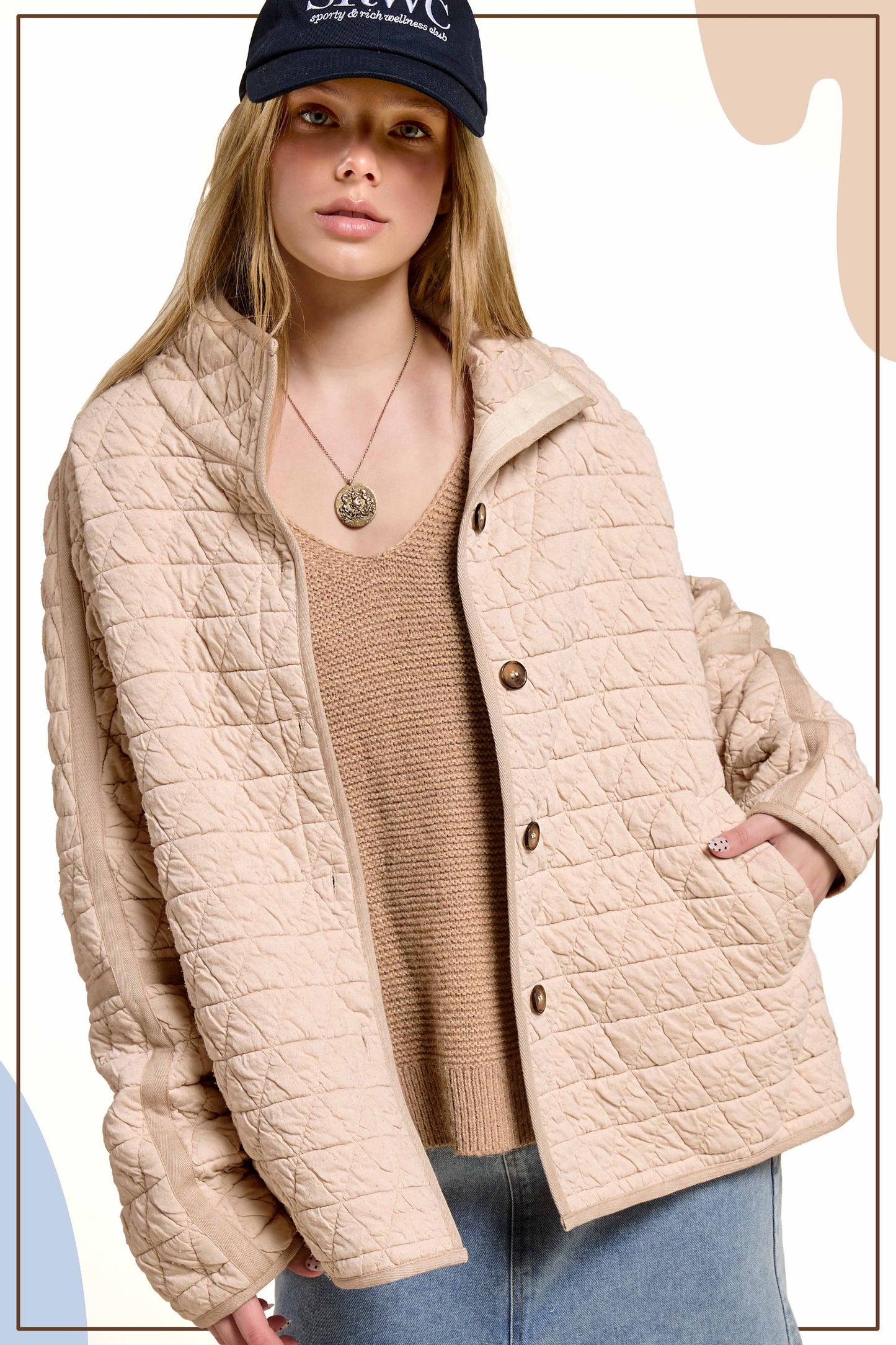 Outerwear Women’s Oversized Soft Quilted Button Down Jacket JKT1787