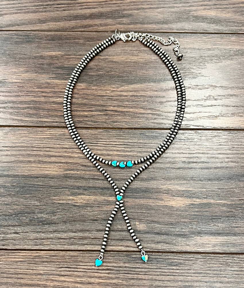 739467, Handmade Navajo Heart Gemstone Y-Necklace