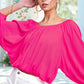 HAT7501 Breathable Fabric Off Shoulder Balloon Sleeve Top Women’s Shirts