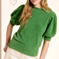 Soft Mohair Puff Short Sleeve Knit Top JCS3554