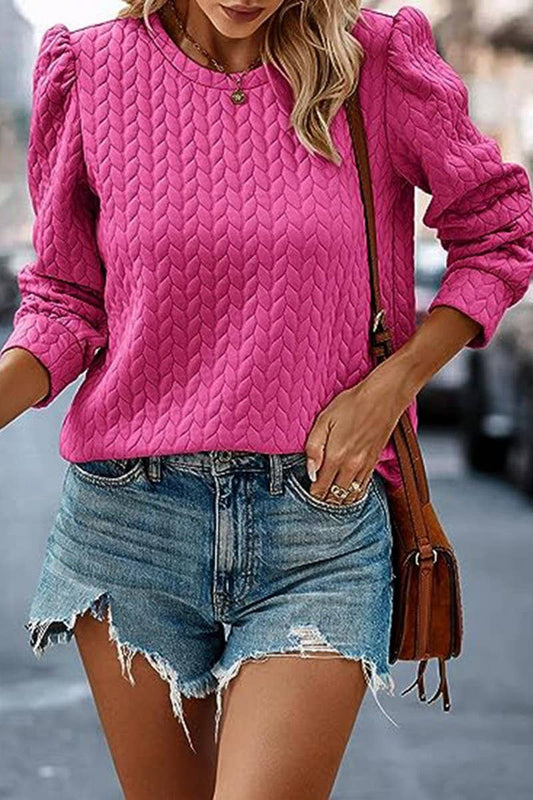 CWOSWL07861 PUFFER CABLE KNIT SWEATSHIRT outerwear women’s