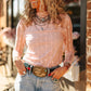 LARIAT Shirt LACE L/S *DUSTY ROSE mesh top