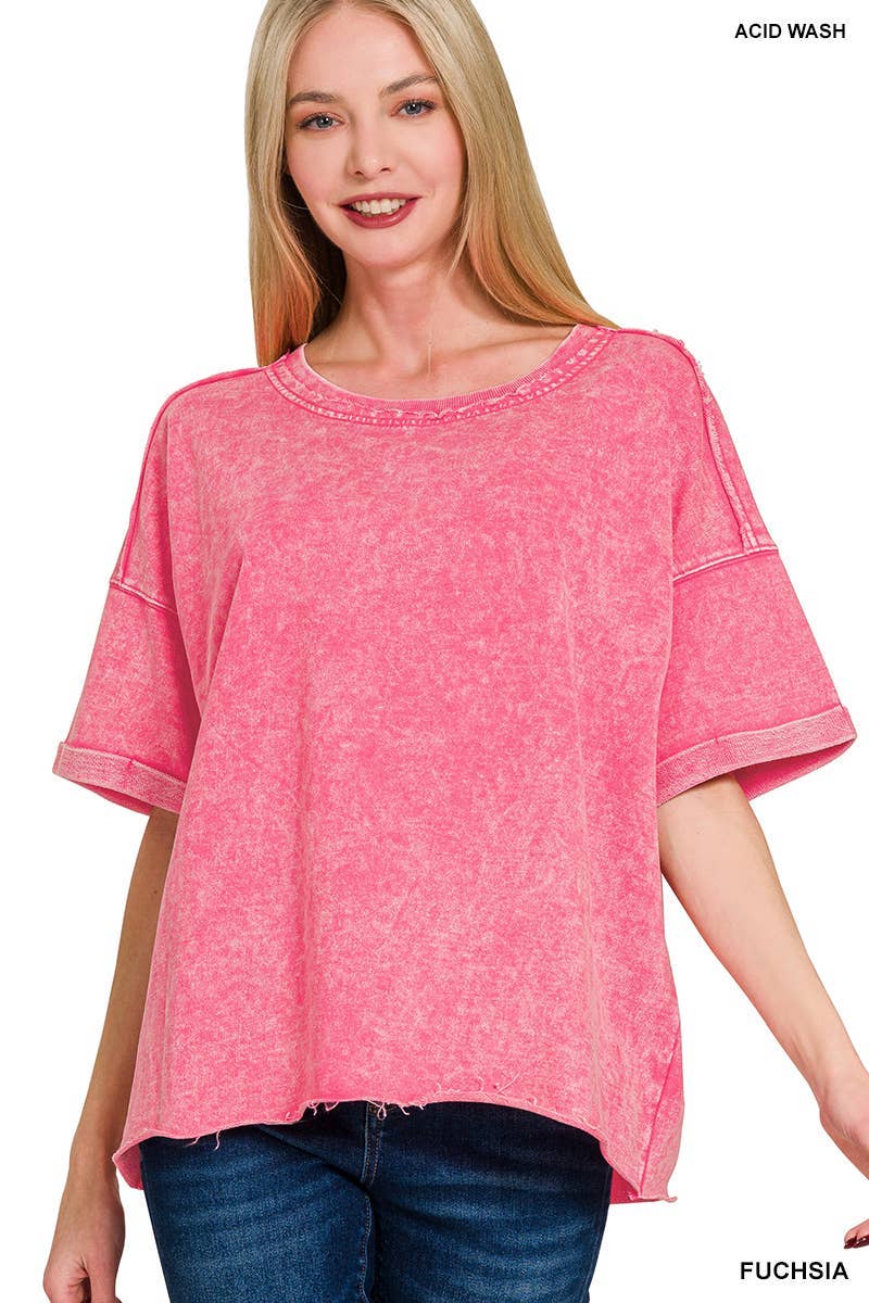French Terry Acid Washed Tee Shirts 5314A