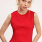 Shirts Women’s-Stretchy Basic Ribbed Sleeveless Crew Neck Tank Top HUT7340