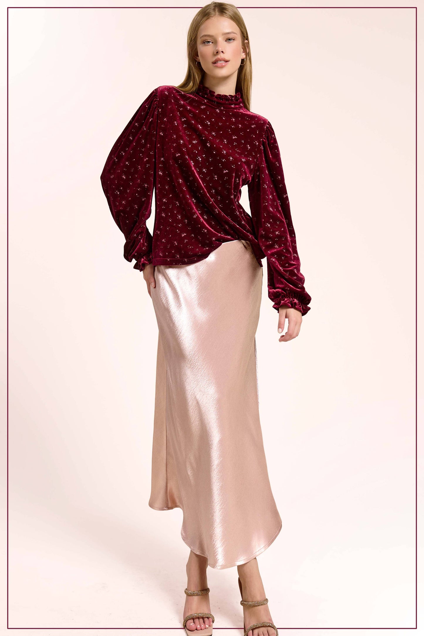 JDP4232-Dressy Satin Long Panel Silhouette Skirt