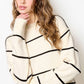 Outerwear Loose Fit Stripe Long Sleeve Crewneck Sweater HCS3553