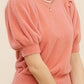 Soft Mohair Puff Short Sleeve Knit Top JCS3554