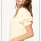 Soft Mohair Puff Short Sleeve Knit Top JCS3554