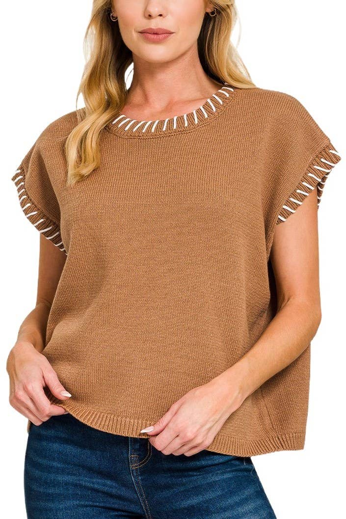 Outerwear Women’s Stitch Detailed Oversize Sweater Vest 2717Y