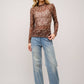 Shirts Women’s  Boots Stitch Throughout Mesh Mock Neck Fitted Top 36349T