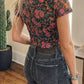 Shirts Women’s Floral Western Mesh Mock Neck Sheer Slim Fit Blouse P1015