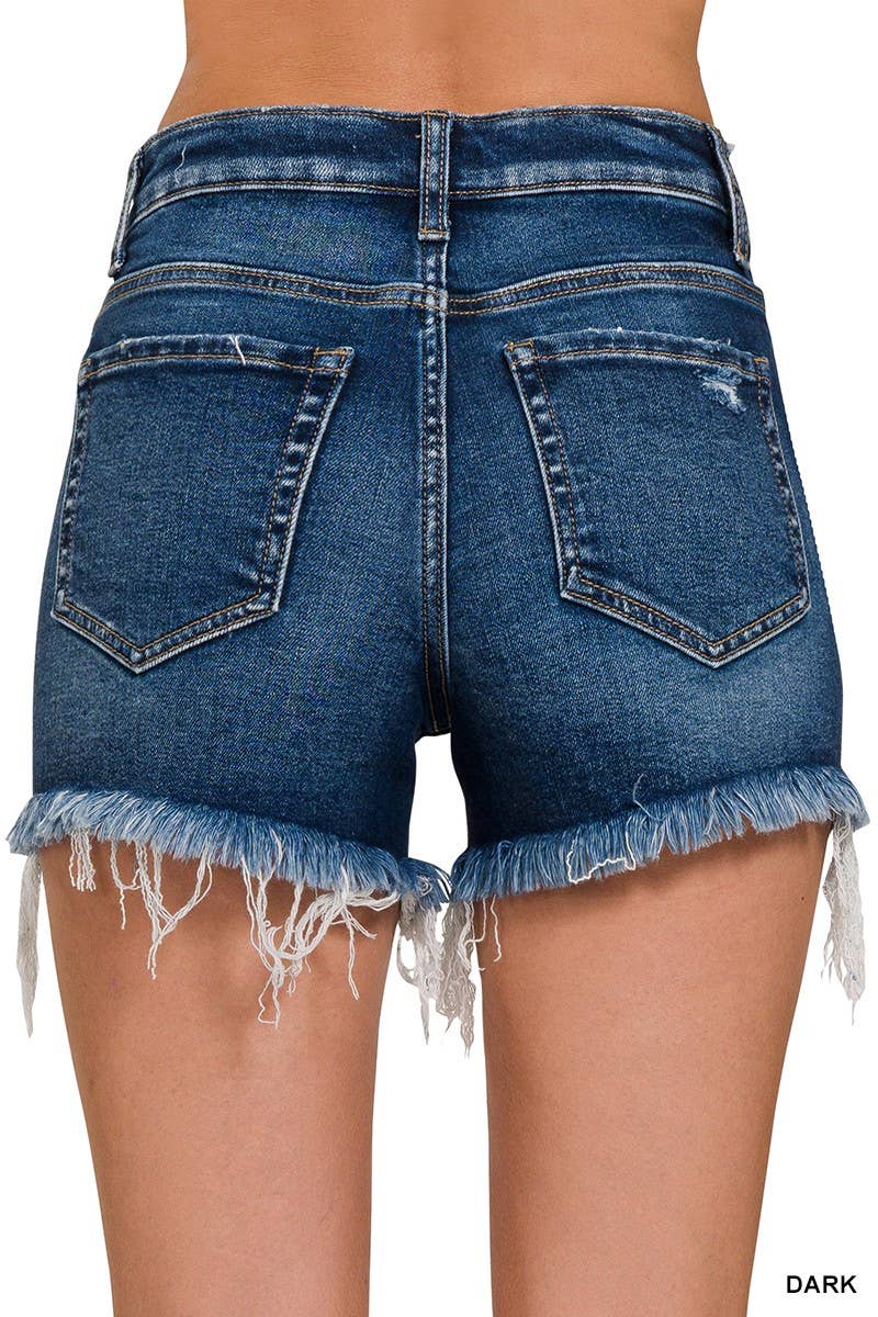 1969 Raw Frayed Hem Ripped Denim Shorts