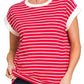 3534 Contrast Trim Cap Sleeve Stripe Tee CT-3543Y