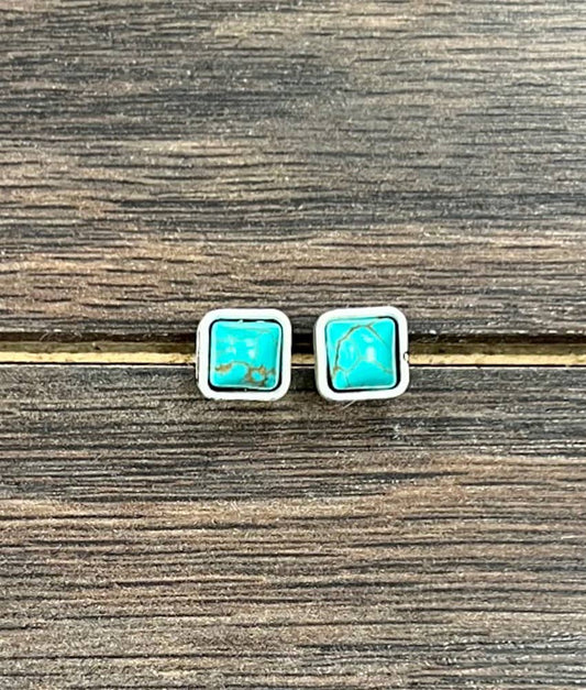 6mm Square Turquoise Stud Earrings 723047