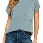T1641 Solid Ribbed Top With Pockets L1E-T1641