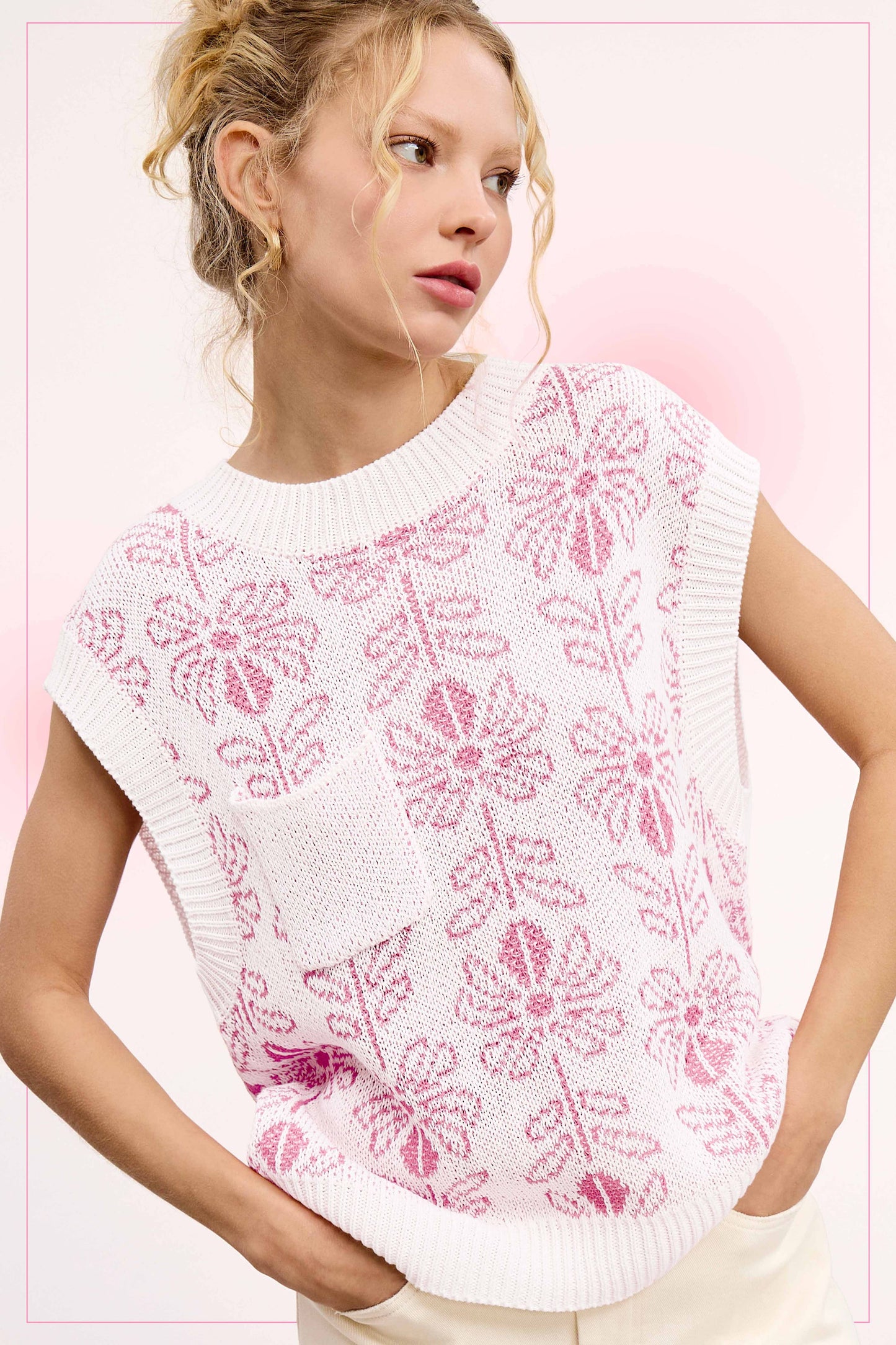 Outerwear Women’s Floral Sweater Vest MCS3587