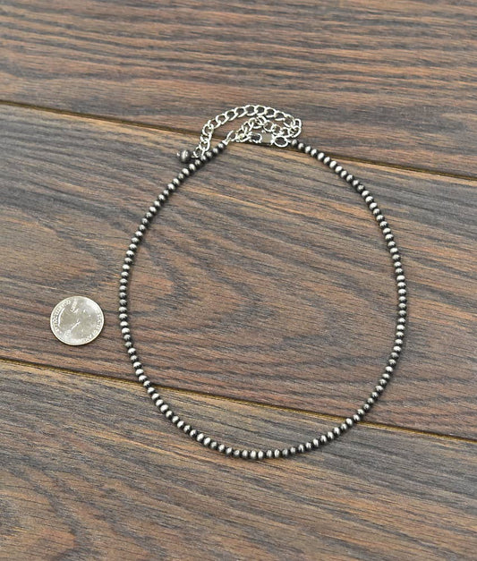 ￼Handmade 16" 4mm Navajo Bead Necklace 733498