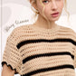 Outerwear Round Neck Scalloped Edge Short Sleeve Sweater MDS3603