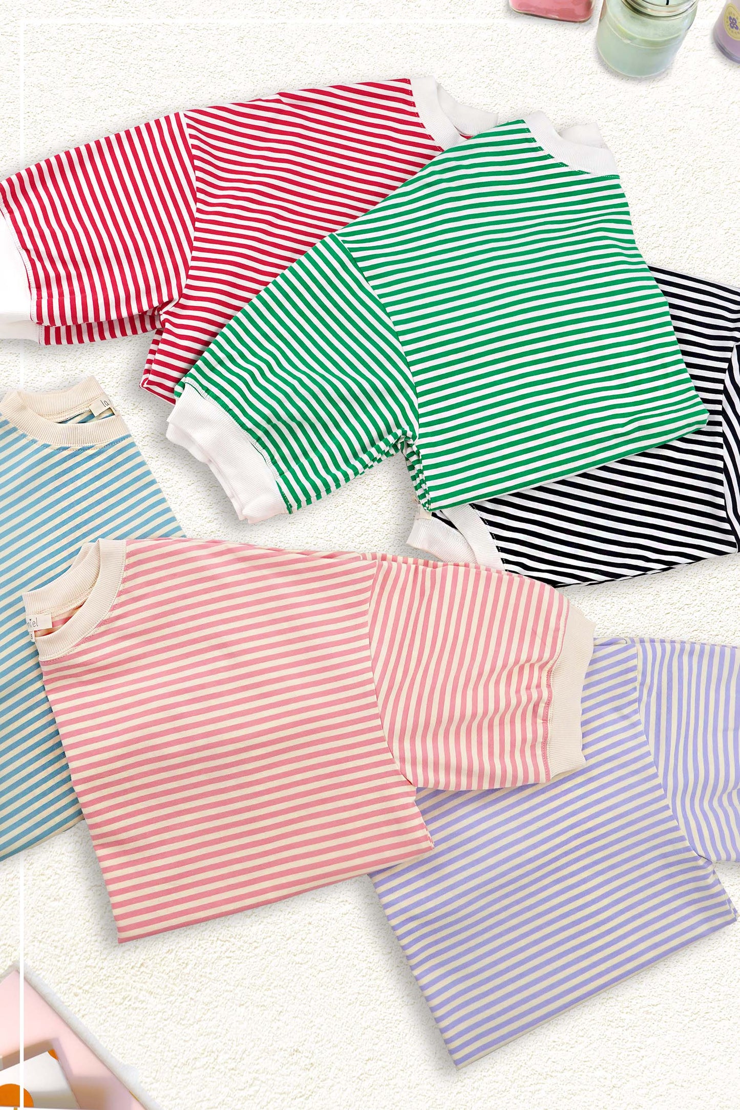 Shits Women’s Loose Fit Striped Short Sleeve Crew Neckline Top MCT7688