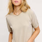 Soft Short Puffy Sleeve Basic Stretchy Knit Top MCS3600