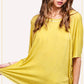 HBT7653 Dyed Fabric Round Neck Batwing Short Sleeve Women’s Shirts