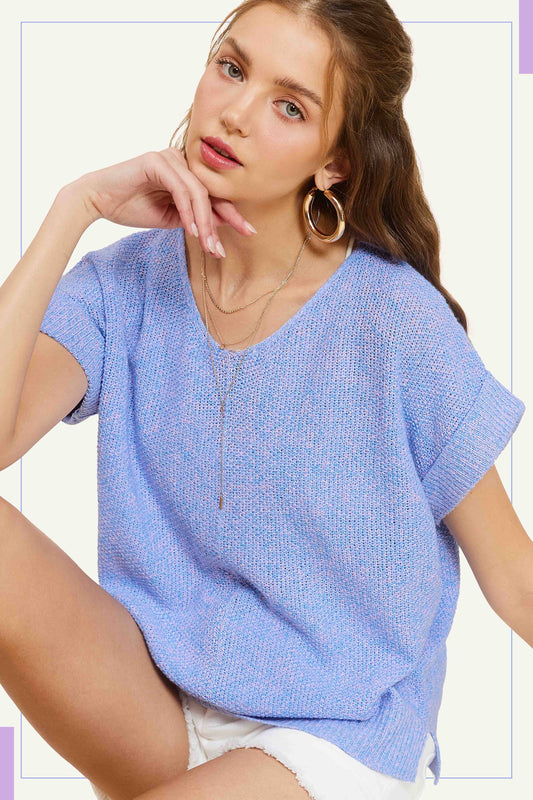 MCS3580-Soft Lightweight Loose Fit Textured Pullover Sweater