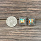 726345, 10mm Square Gemstone Stud Earrings