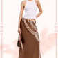 JDP4232-Dressy Satin Long Panel Silhouette Skirt